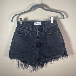 Abercrombie & Fitch High Rise Mom Short Black Exposed Button Fly Curve Love